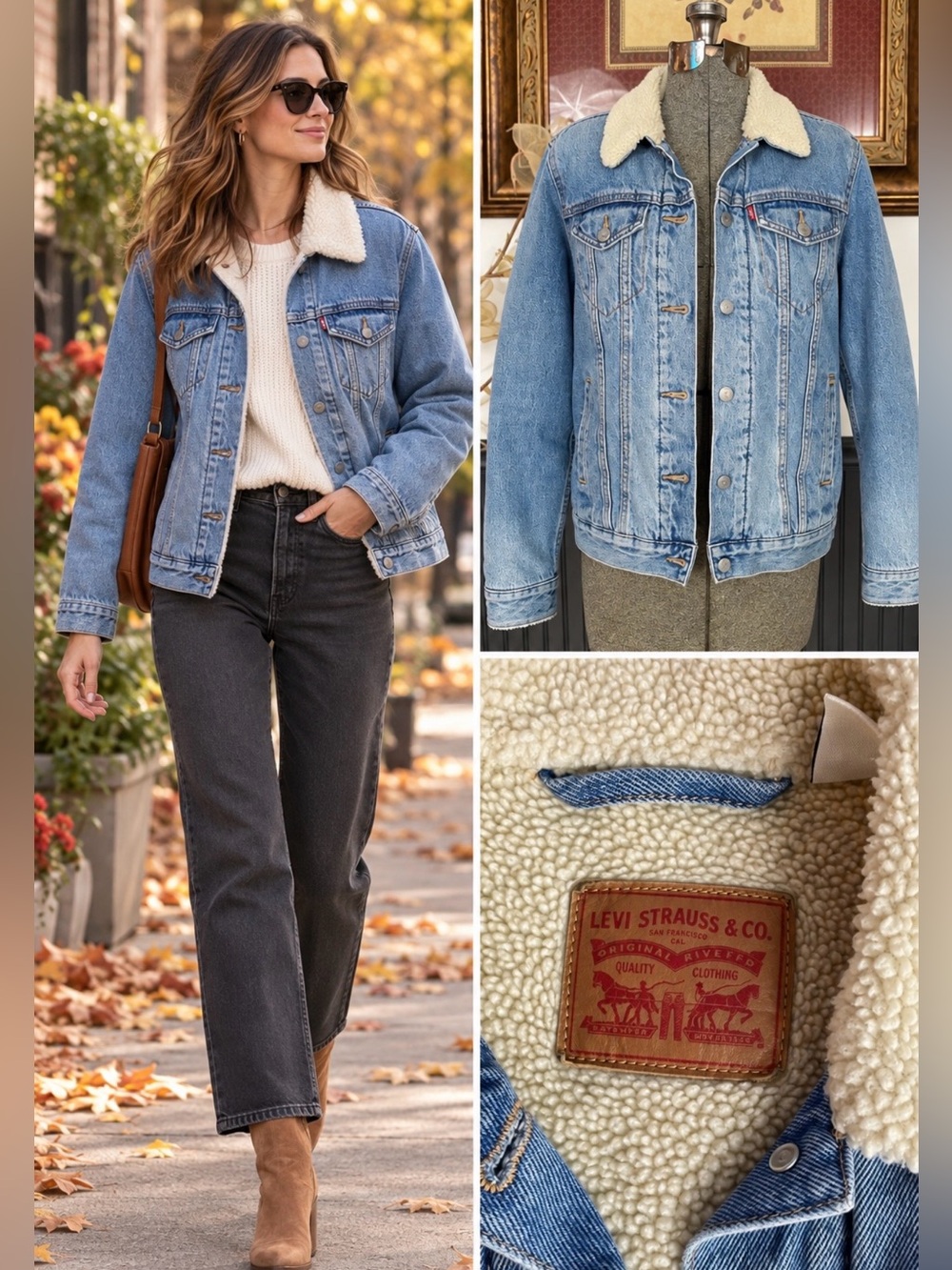 Levi's Premium Ex-Boyfriend Sherpa Lined Trucker Denim Jacket - Sz Med 🧡🎀